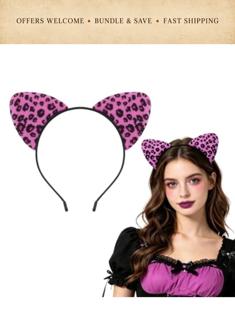 Leopard Cat Ears Headband Halloween Costume Hair Accessory